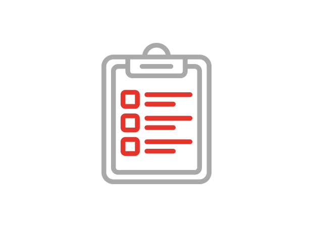 Icon mit Klemmbrett und Checkliste als Symbol für vorbeugende Sicherheitsmassnahmen, IT-Risikoanalysen und Awareness-Planung in der Schweiz.