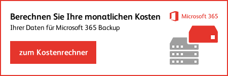 Microsoft 365 Backup Kostenrechner – Werbebanner mit Server- und Dateisymbol zur Berechnung monatlicher Backup-Kosten