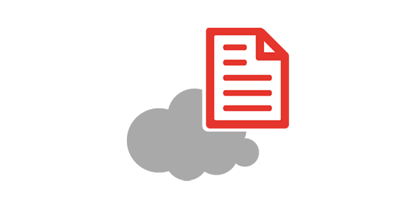 Cloud-Dokument Symbol – rotes Dateisymbol über grauer Wolke als Darstellung für Online-Dokumentenablage