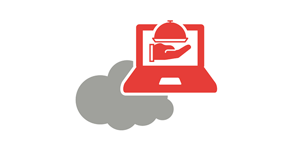 Cloud-Service Symbol mit Laptop und Tablett-Icon – digitale Dienstleistung über Cloud-Infrastruktur dargestellt