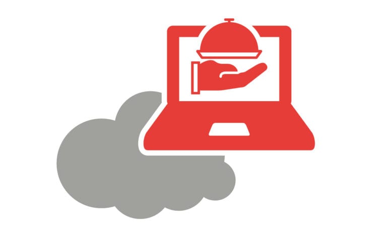 Cloud-Service Symbol mit Laptop und Tablett-Icon – digitale Dienstleistung über Cloud-Infrastruktur dargestellt