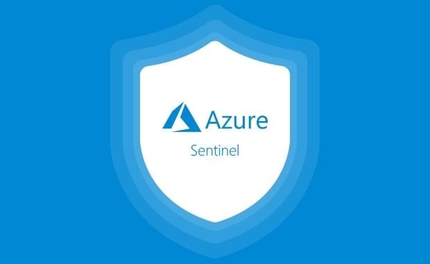 Schildsymbol mit Microsoft Azure Sentinel Logo als Darstellung für cloudbasierte Sicherheitsüberwachung, SIEM-Analyse und Bedrohungserkennung in der Schweiz.