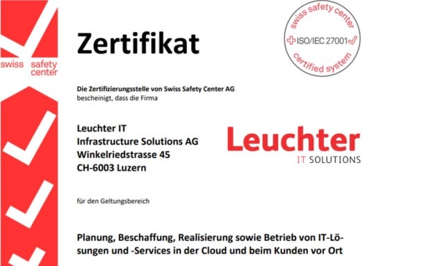 Zertifikat Swiss safety center
