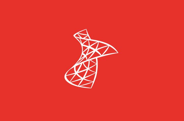SQL Server Logo in Weiss auf rotem Hintergrund als Symbol für Microsoft Datenbanklösungen