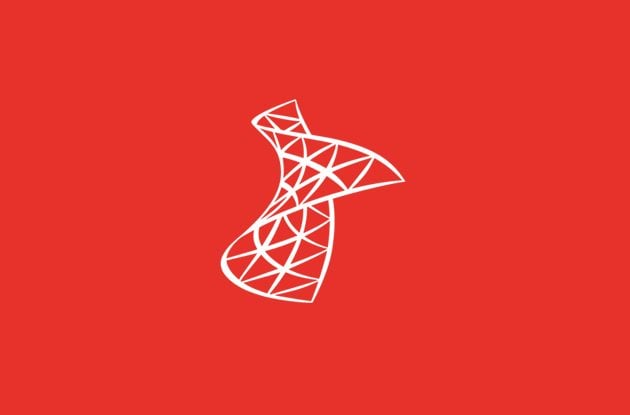 SQL Server Logo in Weiss auf rotem Hintergrund als Symbol für Microsoft Datenbanklösungen